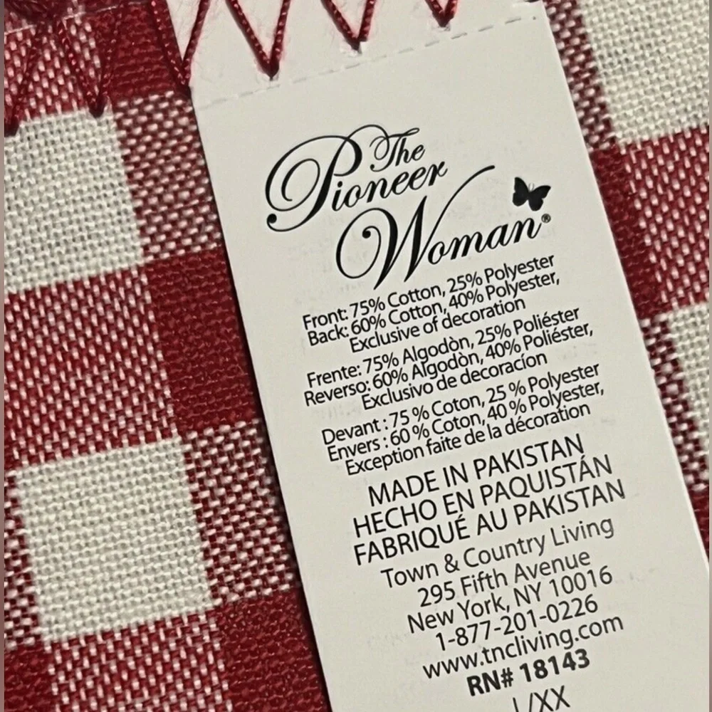 Pioneer Woman Heritage Patchwork Cotton Placemat Reversible Plaid Red White Blue